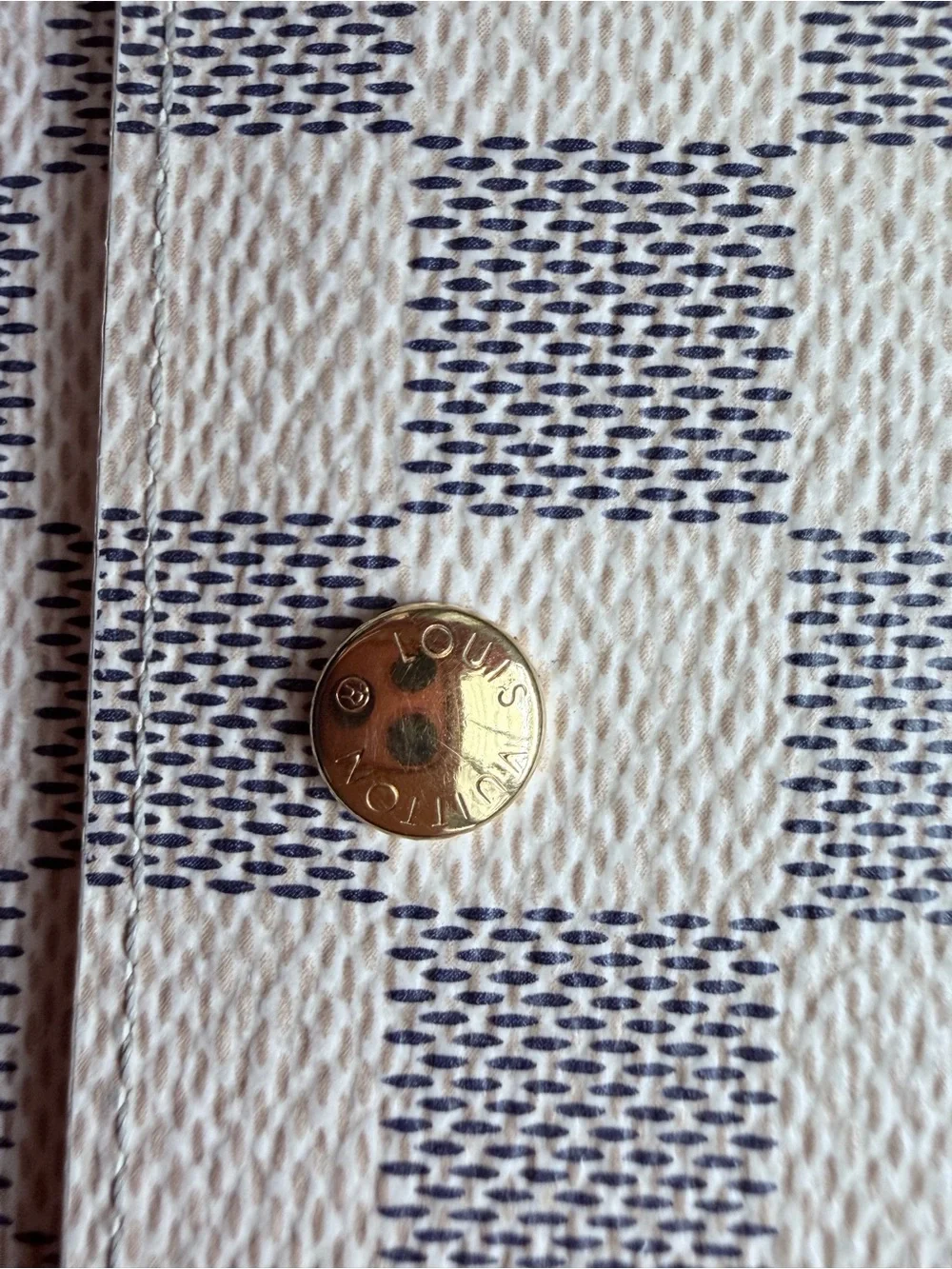 Louis Vuitton AuthenticAzur White Continental Trifold Long Wallet with Gold Snap